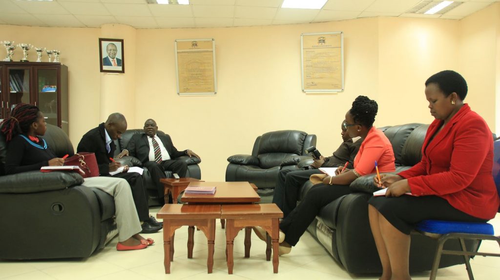 Vice Chancellor during an Inteview with standard Media Group journalists